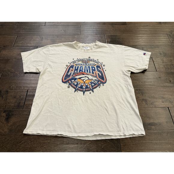 Vintage Champion Mens White Super Bowl Champs 1998 Denver Broncos Shirt XL USA - Picture 2 of 8